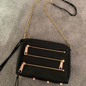Black Rebecca Minkoff 5-Zip Leather Cross Body Bag